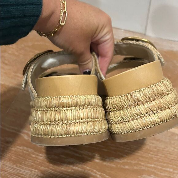 Dolce Vita Tan and Cream Buckle Platform Sandals, Size 7.5 - Picture 6 of 9